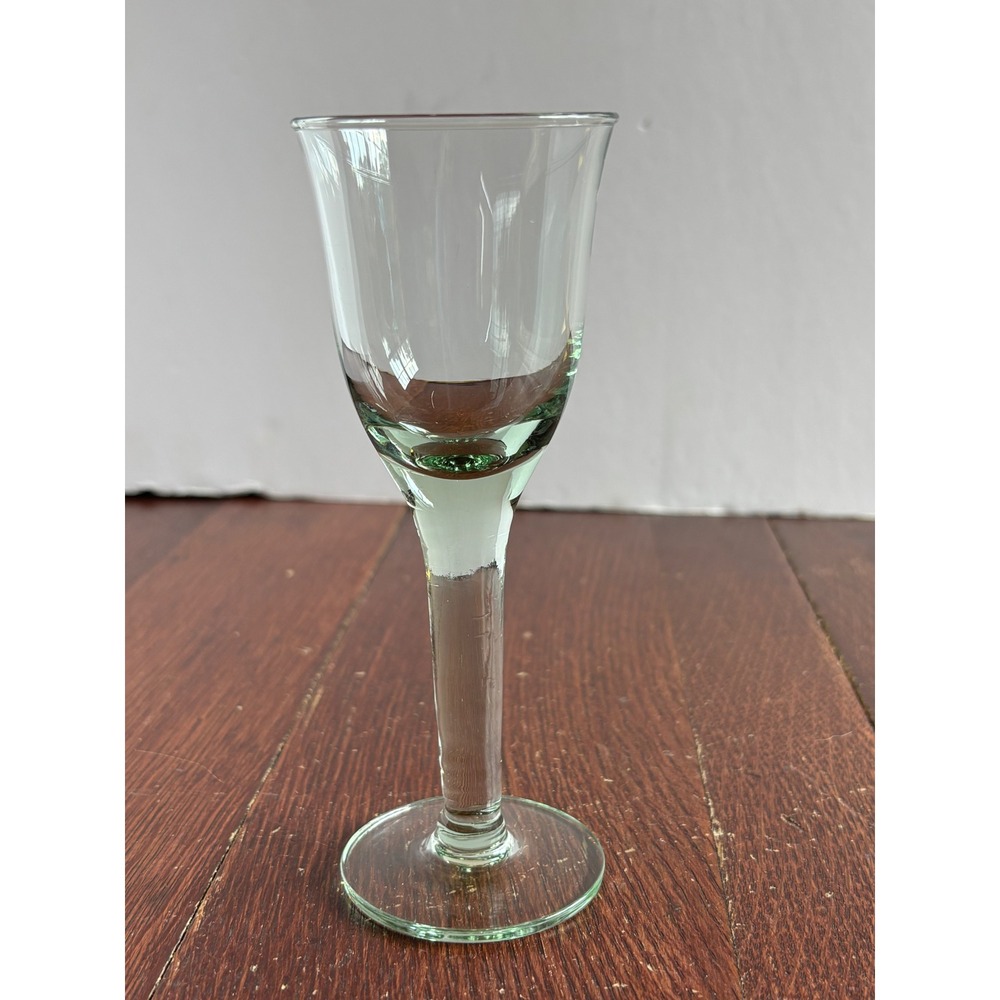 Vintage Hand Blown Light Green Stemmed Cordial Glass Liqueur‎ Aperitif 5.25 Inch